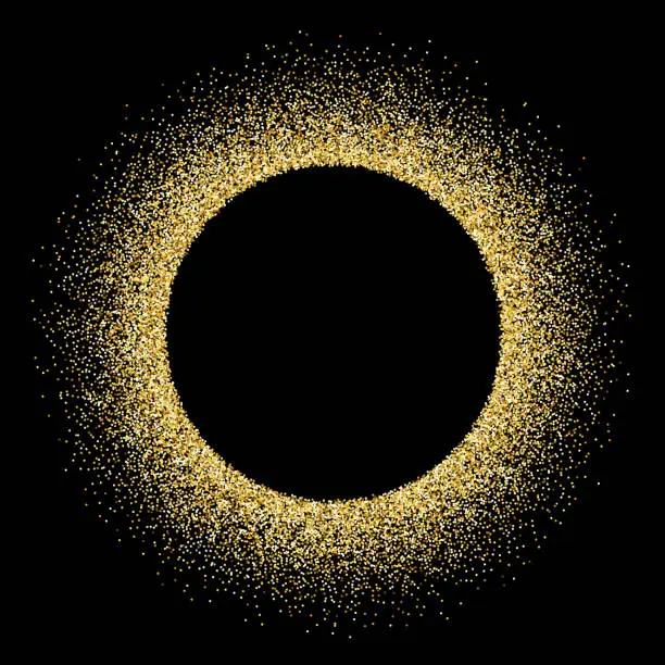 gold vector glitter circle frame